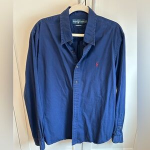 Ralph Lauren Navy Men's button down Shirt, can be unisex